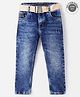 Ruff Denim Full Length Solid Jeans with Belt - Navy Blue