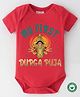 BLUSHES Durga Puja Theme 100% Cotton Half Sleeves My First Durga Puja Printed Onesie - Red
