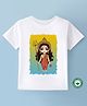 BLUSHES Durga Puja Theme 100% Cotton Half Sleeves Durga Maa Printed Tee - White