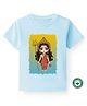 BLUSHES Durga Puja Theme 100% Cotton Half Sleeves Durga Maa Printed Tee - Powder Blue