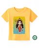 BLUSHES Durga Puja Theme 100% Cotton Half Sleeves Durga Maa Printed Tee - Yellow