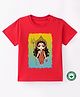 BLUSHES Durga Puja Theme 100% Cotton Half Sleeves Durga Maa Printed Tee - Red