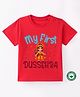 BLUSHES Dussehra Theme 100% Cotton Half Sleeves My First Dussehra Text Printed Tee - Red