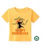 BLUSHES Dussehra Theme 100% Cotton Half Sleeves Happy Dussehra Text Printed Tee - Yellow