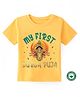 BLUSHES Durga Puja Theme 100% Cotton Half Sleeves My First Durga Puja Text Printed Tee - Yellow