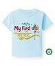 BLUSHES Navaratri Theme 100% Cotton Half Sleeves My First Navaratri Text Printed Tee - Powder Blue