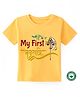 BLUSHES Navaratri Theme 100% Cotton Half Sleeves My First Navaratri Text Printed Tee - Yellow