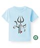 BLUSHES Navaratri Theme 100% Cotton Half Sleeves Maa Text & Trident Printed Tee - Powder Blue