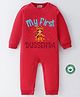 BLUSHES Dussehra Theme 100% Cotton Full Sleeves My First Dussehra Text Printed Romper - Red