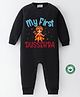 BLUSHES Dussehra Theme 100% Cotton Full Sleeves My First Dussehra Text Printed Romper - Black