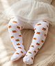 Cute Walk by Babyhug Cotton Elastane Anti Bacterial Footed Tights Orange Design - White