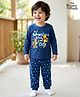 Babyhug Disney Single Jersey Knit Full Sleeves Night Suit with Winnie & Friends Graphics - Navy Blue