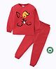 BLUSHES 100% Cotton Knit Full Sleeves Dog Printed Tee & Pajama Set - Red