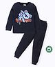 BLUSHES 100% Cotton Knit Full Sleeves Koala Printed Tee With Pajama Set - Navy Blue