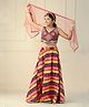 Titrit Cotton Sleeveless Bandhani Printed & Gota Lace Embellished Lehenga Choli With Dupatta - Maroon