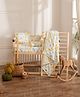 Playful Plunge Baby Bedding Set - Jungle Print Includes Cot Sheet, Pillow + Cover, 2 nos. Bolsters + Covers & Reversible Quilted Blanket