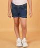 Creative Kids Above Knee Length Hearts Printed Denim Shorts - Navy Blue