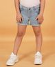 Creative Kids Above Knee Length Hearts Printed Denim Shorts - Light Blue