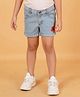 Creative Kids Above Knee Length Floral Printed Denim Shorts - Light Blue