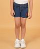 Creative Kids Above Knee Length Floral Printed Denim Shorts - Navy Blue