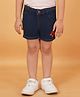 Creative Kids Above Knee Length Floral Printed Denim Shorts - Dark Blue