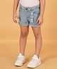Creative Kids Above Knee Length Solid Denim Shorts With Key Chain - Light Blue
