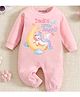 KNITROOT Cotton Full Sleeves Unicorn & Text Printed Romper - Pink