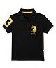 US Polo Assn Cotton Knit Polo T-Shirts with Half Sleeves and USPA Logo Embroidery - Black