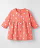 Simply Interlock Knit Full Sleeves Unicorn Printed Front Open Frock - Coral