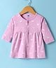 Simply Interlock Knit Full Sleeves Bear Printed Front Open Frock - Lilac