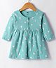 Simply Interlock Knit Full Sleeves Unicorn Printed Front Open Frock - Teal Blue