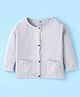 Simply Knitted Full Sleeves Solid Colour Front Open Sweater - Grey