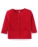 Simply Knitted Full Sleeves Solid Colour Front Open Sweater - Red