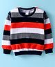 Simply Jacquard Knit Full Sleeves Sweatshirt with Stripes Design - Red