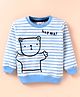 Simply Jacquard Knit Full Sleeves Sweatshirt with Stripes Design - Blue