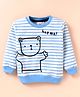 Simply Jacquard Knit Full Sleeves Sweatshirt with Bear & Stripes Design - Light Blue
