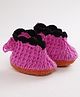 MayRa Knits Hand Knitted Colour Block Crochet Booties - Pink