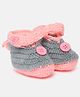 MayRa Knits Hand Knitted Button Detail Crochet Booties - Grey