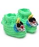 MayRa Knits Hand Knitted Rabbit Crochet Booties  - Green