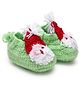 MayRa Knits Hand Knitted Santa Claus Crochet Booties - Green