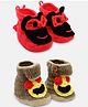 MayRa Knits Pack Of 2 Hand Knitted Animal & Emoji Crochet Booties - Brown & Pink