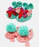 MayRa Knits Pack Of 2 Hand Knitted Ocean Theme & Pom Pom Crochet Booties - Green & Pink