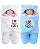 Swissberry  Baby wearable blanket Newborn combo pack of wearable swaddle wrapper pack of 2 -Skyblue, White