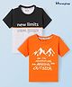 Honeyhap Premium 100% Cotton Knit Half Sleeves Text Printed T-Shirts Pack of 2 - Russet Orange & Black Beauty