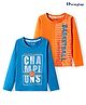 Honeyhap Premium 100% Cotton Knit Full Sleeves Text Printed T-Shirts with Bio Finish Pack of 2 - Russet Orange & Seaport