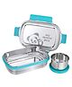 PddFalcon Stainless Steel Recta Munchy With Panda Print 100% Leakproof Lunch Box Sky Blue - 875 ml