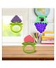 Joy Buzz Fruit Shape Teether (Set of 3) | Soft & Safe Fruit-Shaped Baby Teether | BPA-Free Silicone | Multi-Colour Teething Toy for Infants (Blue & Peach & Blue)