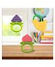 Joy Buzz Fruit Shape Teether (Set of 3) | Soft & Safe Fruit-Shaped Baby Teether | BPA-Free Silicone | Multi-Colour Teething Toy for Infants (Blue & Peach & Yellow)