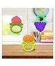Joy Buzz Fruit Shape Teether (Set of 3) | Soft & Safe Fruit-Shaped Baby Teether | BPA-Free Silicone | Multi-Colour Teething Toy for Infants (Peach & Yellow & Blue)