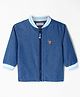 US Polo Assn Cotton Knit Full Sleeves Solid Shirt with Front Zipper & Brand Logo Embroidery  - Navy Blue